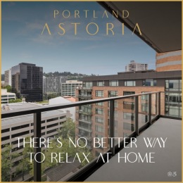 Your balcony comes with signature PDX views ⛅ #PortlandAstoria #HomeSweetHome #RelaxationStation #Portland #PDX #PDXLiving Instagram post from @portlandastoria on July 22, 2024 12:03:00pm